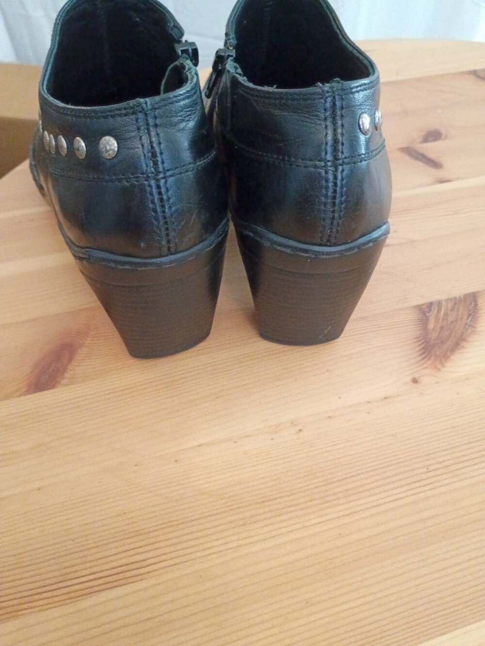Josef Seibel Black whimsigoth pirate witchy Leather Studded Ankle Bootie Clog He - Picture 5 of 9